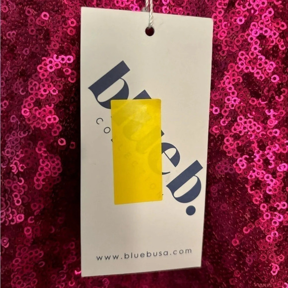 NWT blue b. collection womens hot‎ pink sequin crop top   feather trim Medium - Picture 3 of 6